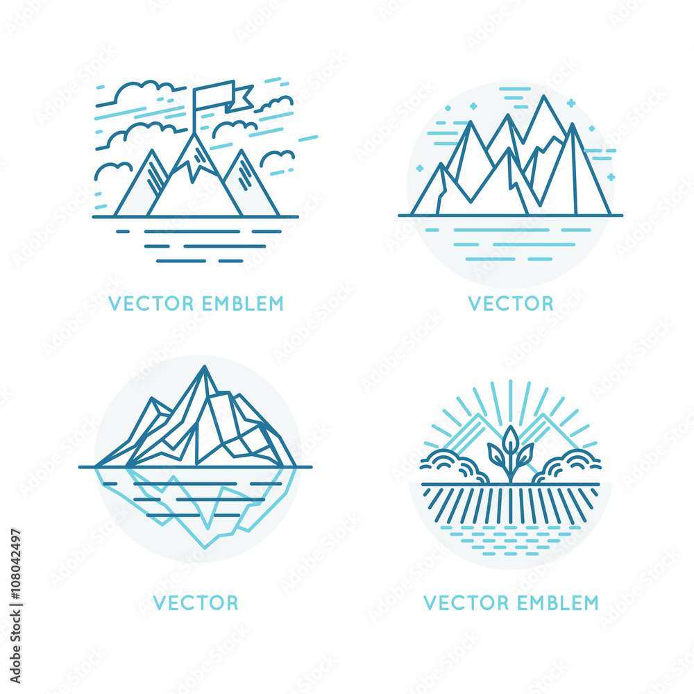 Poster Vector set of logo design template in trendy linear style