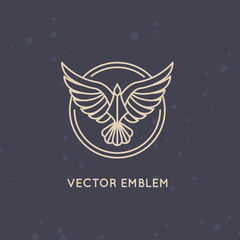 Vector linear logo design template - eagle emblem