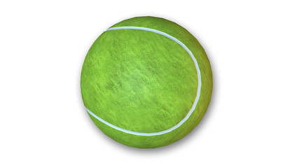 Tennis ball, sports equipment isolated on white background