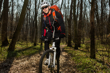 Fototapeta premium Rider in action at Freestyle Mountain Bike Session