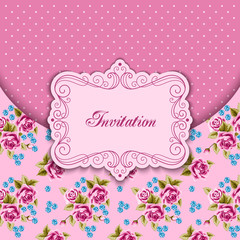 Fototapeta na wymiar Vintage floral invitation template