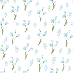 Seamless pattern of a little blue flowers.