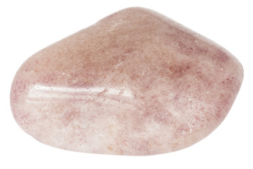 Red aventurine pebble macro, isolated on white