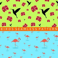 Hummingbird flamingo seamless