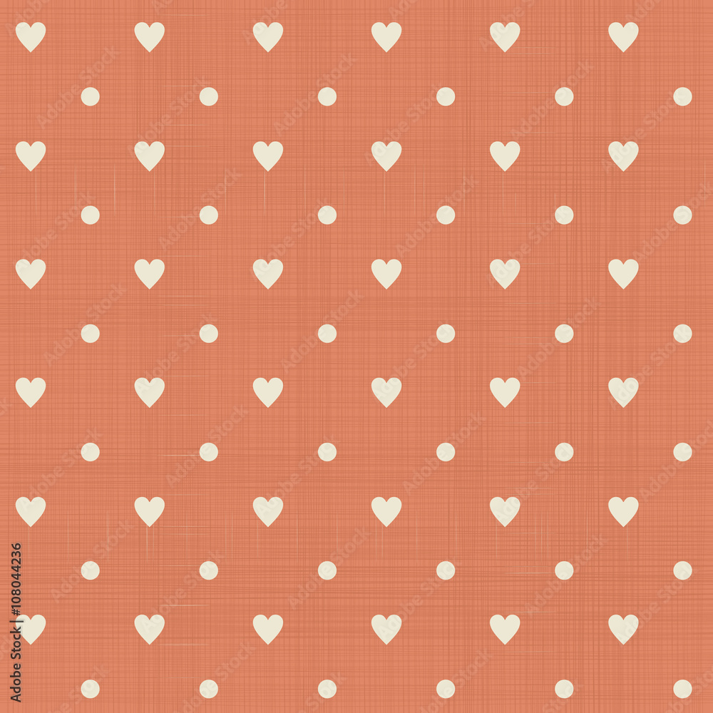 Aufkleber seamless hearts polka dot pattern with retro texture