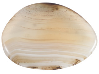 semi-transparent agate pebble macro isolated on white