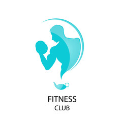 Fototapeta premium fitness club blue icon