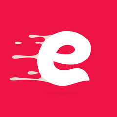 E letter logo made of milk.
