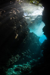Underwater Grotto and Sunlight