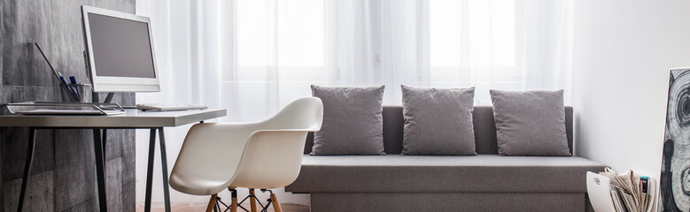 Room with workplace and rest space