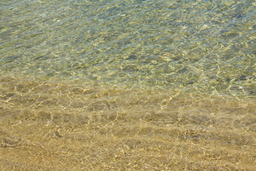 Blue sea water with flashes