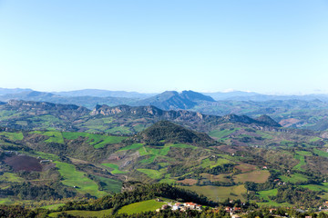 San Marino and the Apennine Mountains. Monte Titano is the highest peak