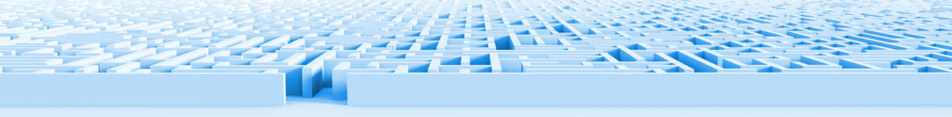 banner background with huge light blue maze structure 