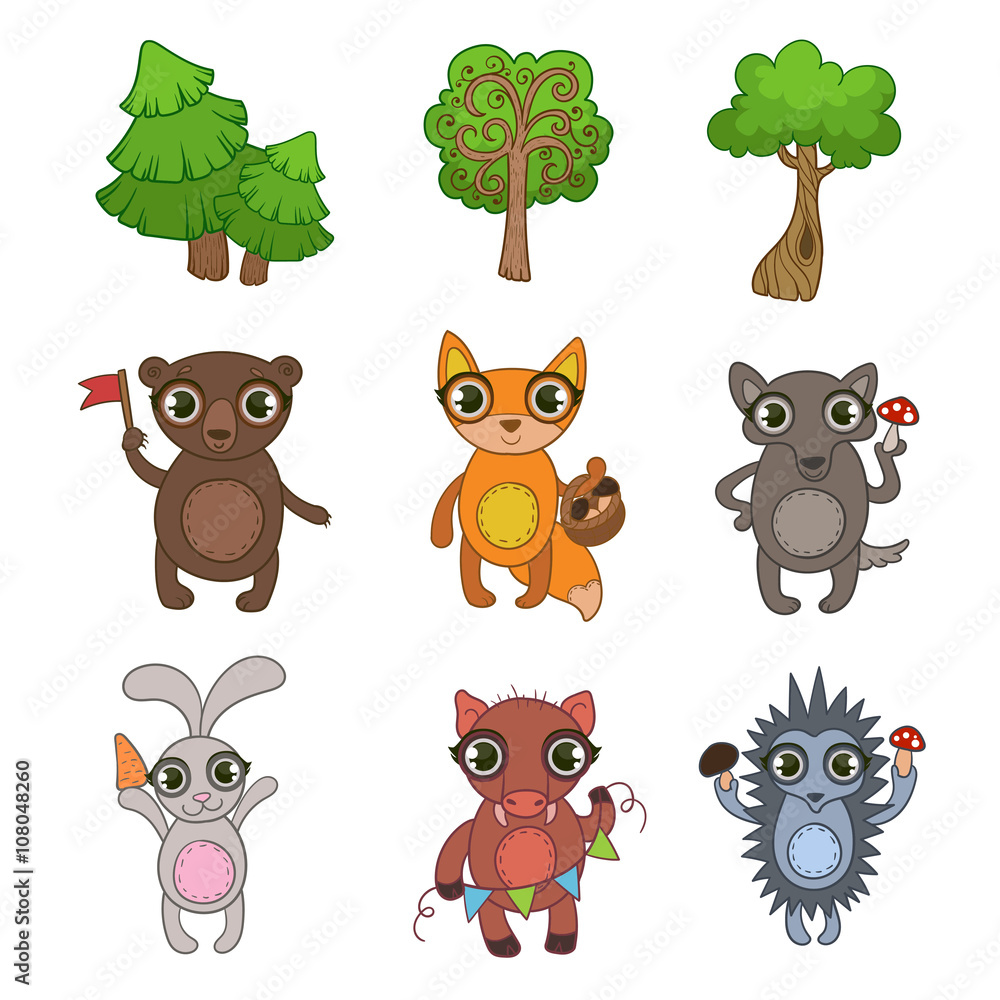 Poster friendly forest animals set