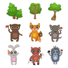 Fototapeta premium Friendly Forest Animals Set