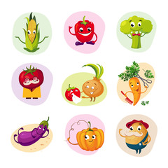 Funny Vegetable Characters Set