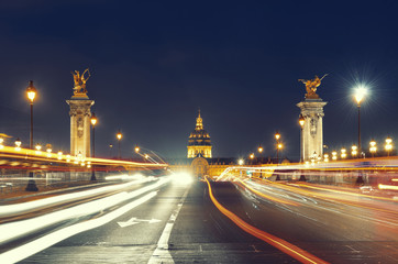Obraz na płótnie Canvas Alexandre III bridge night view
