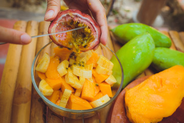 salad mango papaya banana passion fruit