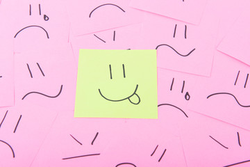Yellow post it with happy face