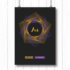 Modern colorfull geometric polygonal posters A4. Pentagon line art design. Vector geometric polygonal elements. Abstract background, geometric shapes 3d, typography logo. Futuristic technology concept