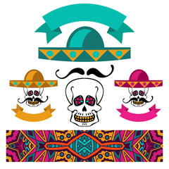 abstract ethnic festive mexican symbol set