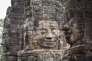Fototapeta premium Serenity stone carved face in Bayon temple, Angkor Thom, Cambodia