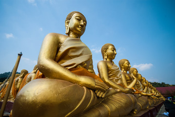 Golden Buddha at Buddha Memorial park , Nakorn nayok, Thailand.