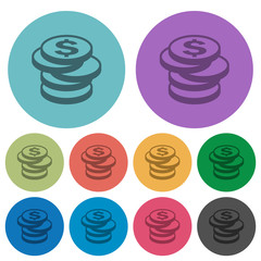 Color dollar coins flat icons