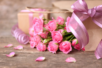 Beautiful romantic composition with flowers. St. Valentines Day background