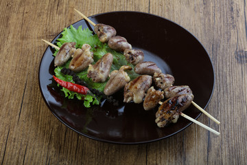 Chicken hearts skewer
