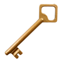 Golden key, isolated on white