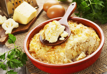 Cauliflower baked with cheese and eggs - 108053852