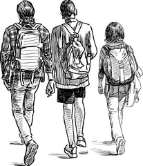 Fototapeta na wymiar schoolboys on a walk