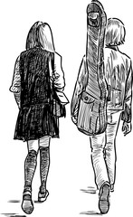 walking schoolchildren