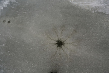 Texture of broken ice frost crack