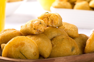 Rissole - Shrimp rissole served with chili sauce on the table.