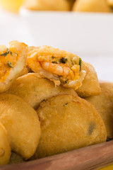 Rissole - Shrimp rissole served with chili sauce on the table.