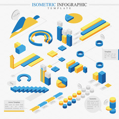 Isometric style infographics with data icons