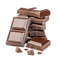 chocolate bars isolated on white background