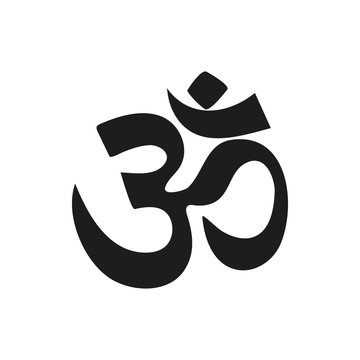 yoga om sign and symbol simple black icon on white background