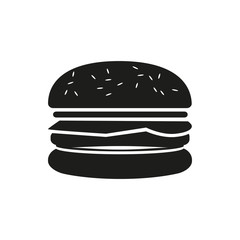 Burger simple black icon on white background