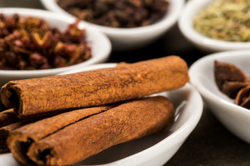 Cinnamon Sticks in White Spoon