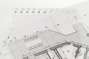 architecture blueprint -  house plan & notepad