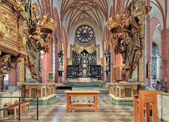 Obraz premium Chancel and altar of Storkyrkan (The Great Church) in Stockholm, Sweden