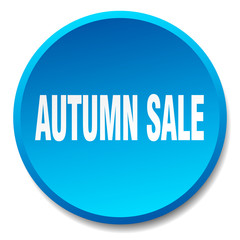 autumn sale blue round flat isolated push button