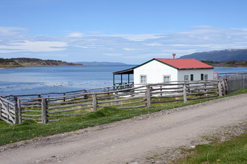 Fototapeta na wymiar :Harberton estate is the oldest farm of Tierra del Fuego and an important historical monument of the region.