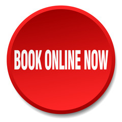 book online now red round flat isolated push button