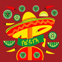 Mexican Fiesta party advertisement. Holiday vector poster. Cinco de mayo. Design idea to advertise fiesta party in Mexico.