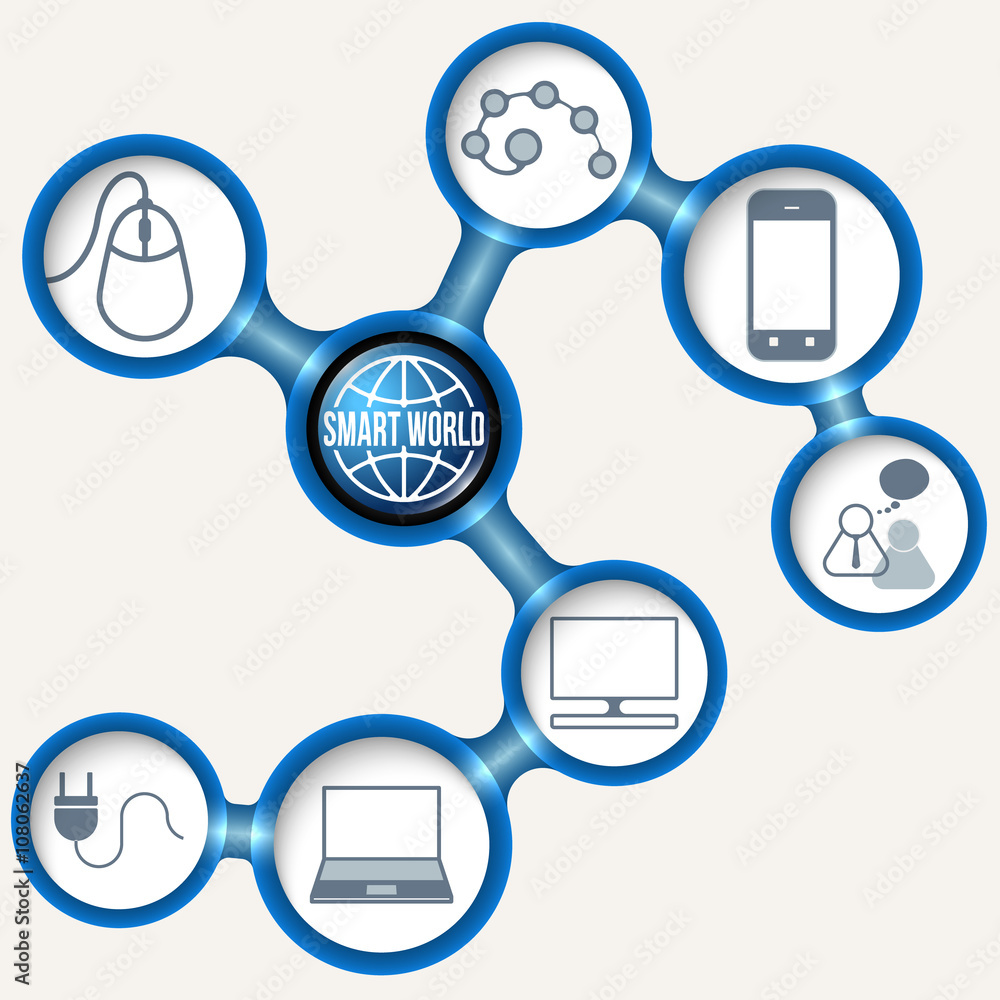 Poster vector blue frames for your text and smart world symbol