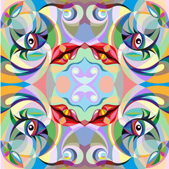 Abstract portrait of woman, pattern